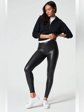 Spanx Leggings  High-Waisted Faux Leather Leggings - Black medium